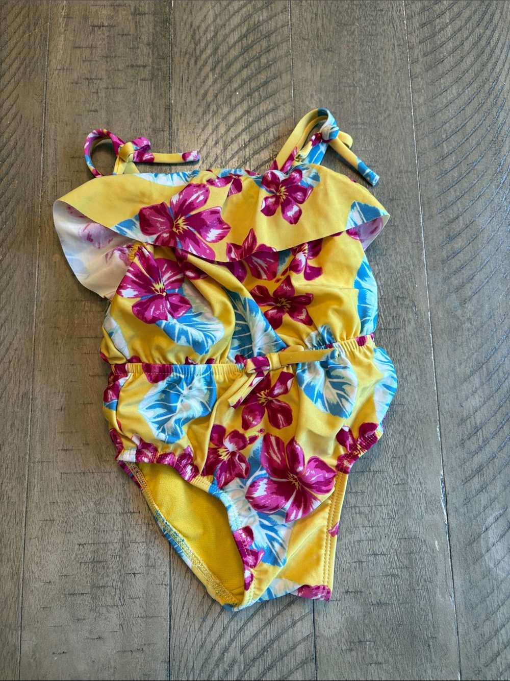 Genuine kids Yellow Floral Ruffle One-Piece Swimsuit